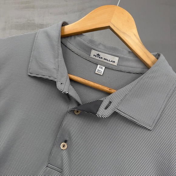Peter Millar Summer Comfort Golf Polo Grey Striped FedEx St. Jude Stretchy XXL